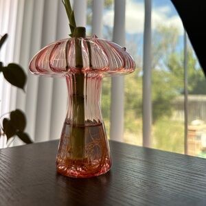 Pink Glass Mushroom Vase